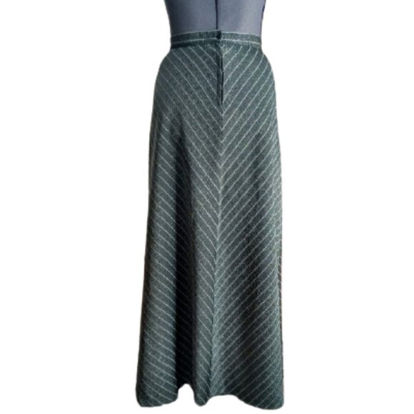 Vintage 70s Chevron Metallic Knit High Waist Maxi Skirt - Picture 3 of 7